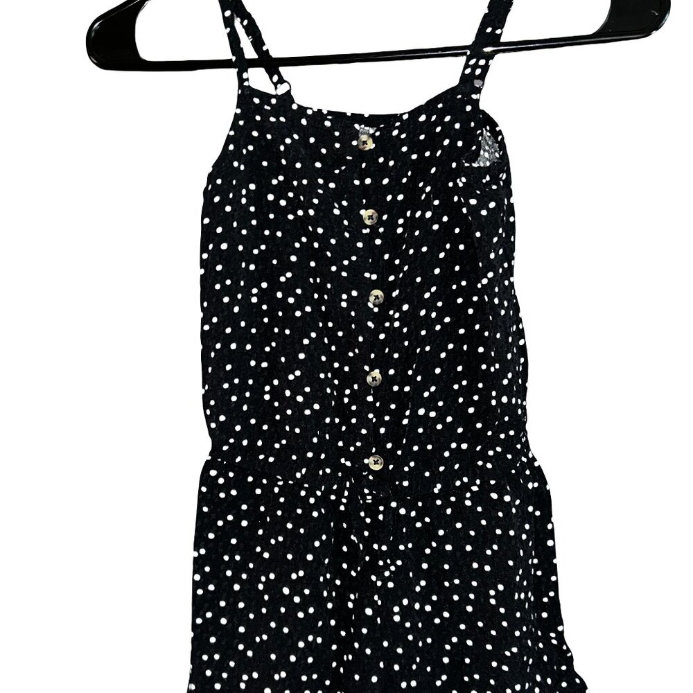 Cat & Jack Girls Romper XS 4/5 Black Polka Dot Button Front Sleeveless NWOT